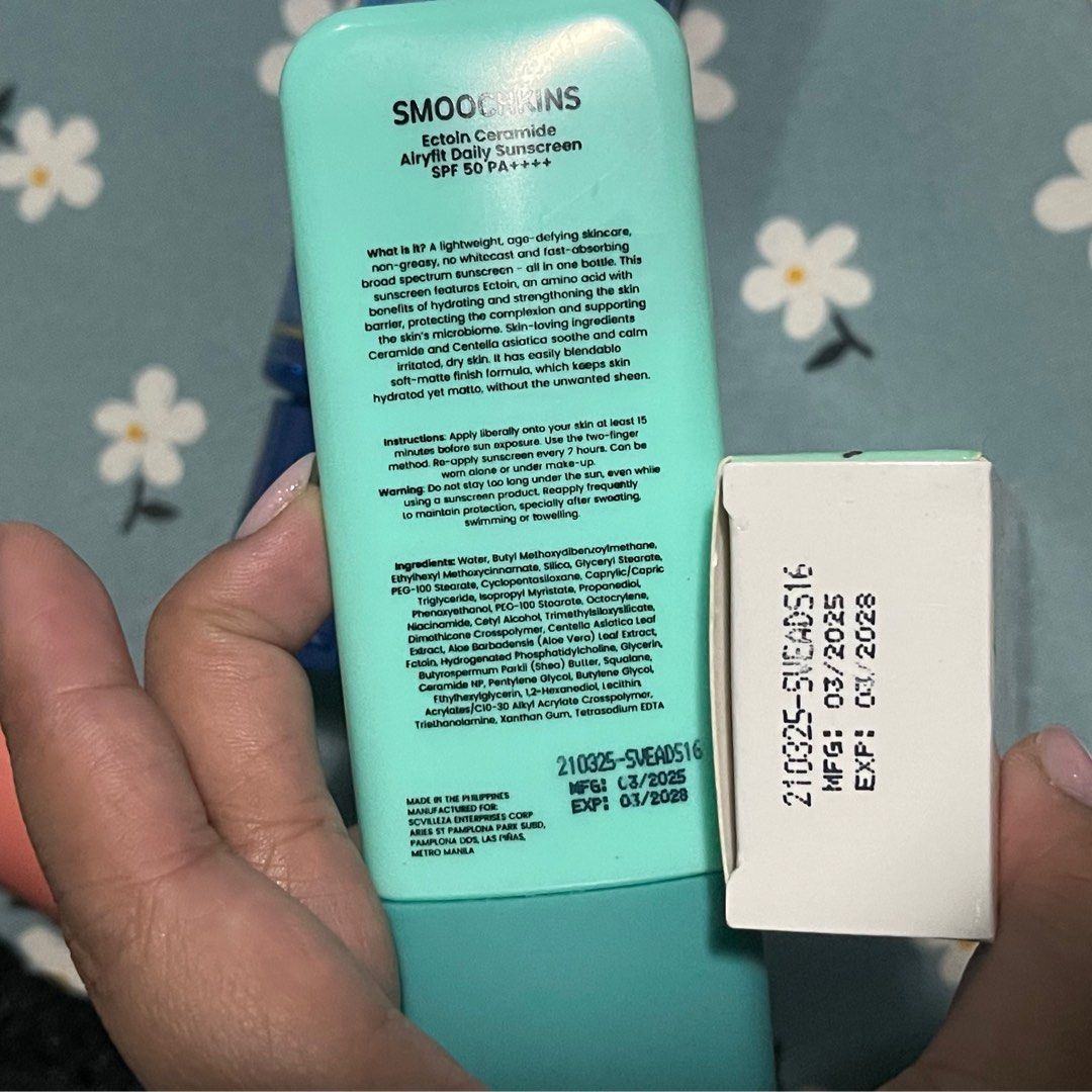 SMOOCHKINS SUNSCREEN FRESH SUNSCREEN HADA LABO TONER (Category: Face Care) located in Valenzuela. Submitted by cjdecluttersss (Listing ID 1382392039, Image 3). Description: SELLING AS SET • SMOOCHKINS TINTED SUNSCREEN - USED 2-3x • SMOOCHKINS AIRYFIT SUNSCREEN - BRANDNEW (1box), USED 2-3x (no box) • FRESH TINTED SUNSCREEN - USED 2-3x • HADA LABO BRIGHTENING LOTION BLUE - no expiry around 50% full RFS: Stick na po ako sa current simplified routine