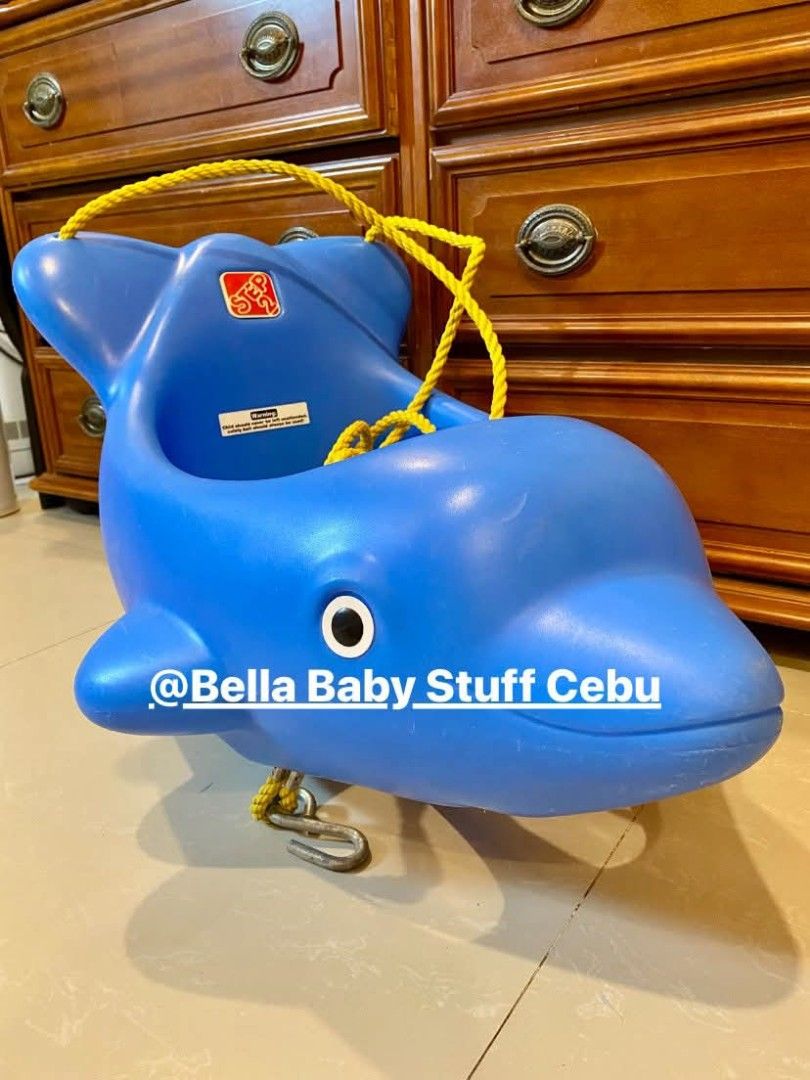 Step2 Dolphin Baby Swing (Category: Infant Playtime) located in Cebu City. Submitted by bellababystuffcebu (Listing ID 1382334773, Image 3). Description: Baby Swing Step2 Dolphin Baby Swing Preloved in very good condition Please see video for reference https://fb.watch/A_cvyFYu9H/? Molded in a single piece from tough blue plastic, this can be attached to Step2 Playhouse Climber with Swing Extension or Adventure Lodge Play Center (sold separately)