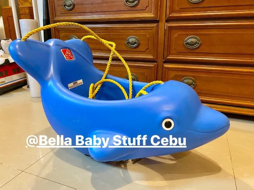Step2 Dolphin Baby Swing (Category: Infant Playtime) located in Cebu City. Submitted by bellababystuffcebu (Listing ID 1382334773, Image 2). Description: Baby Swing Step2 Dolphin Baby Swing Preloved in very good condition Please see video for reference https://fb.watch/A_cvyFYu9H/? Molded in a single piece from tough blue plastic, this can be attached to Step2 Playhouse Climber with Swing Extension or Adventure Lodge Play Center (sold separately)