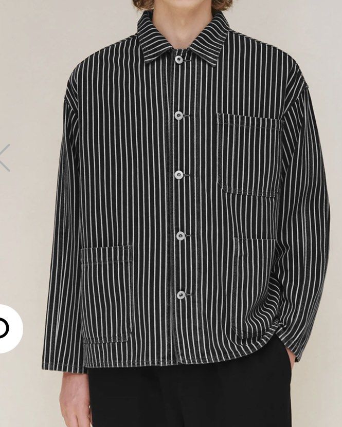 Urban Revivo Striped Denim Jacket (Category: Coats, Jackets and Outerwear) located in Pasig City. Submitted by ljt13 (Listing ID 1382461311, Image 1). Description: Size Small. Never got to use this one as it was too boxy on me. .