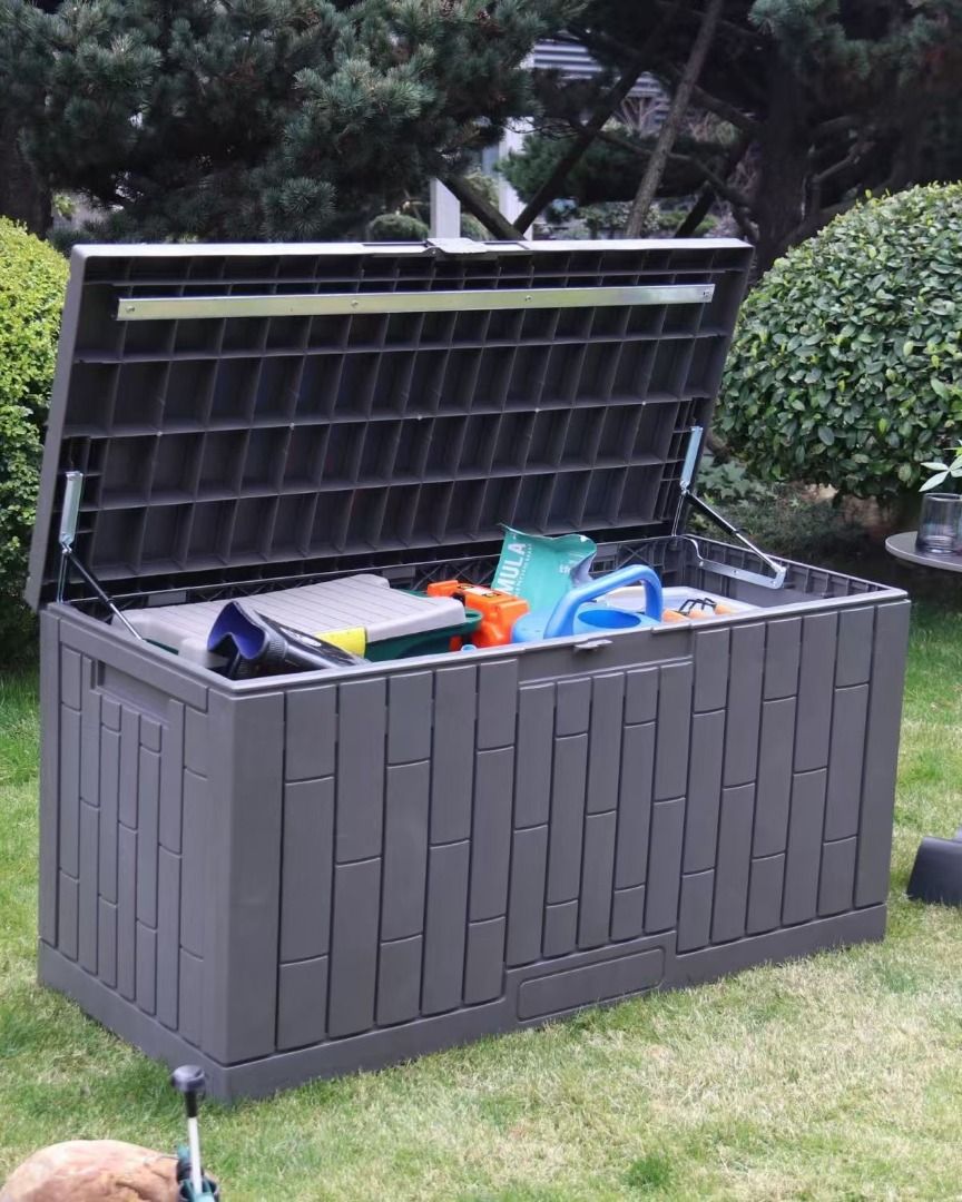 Waterproof Resin Outdoor Storage Box for Patio, Large Storage Bench ...