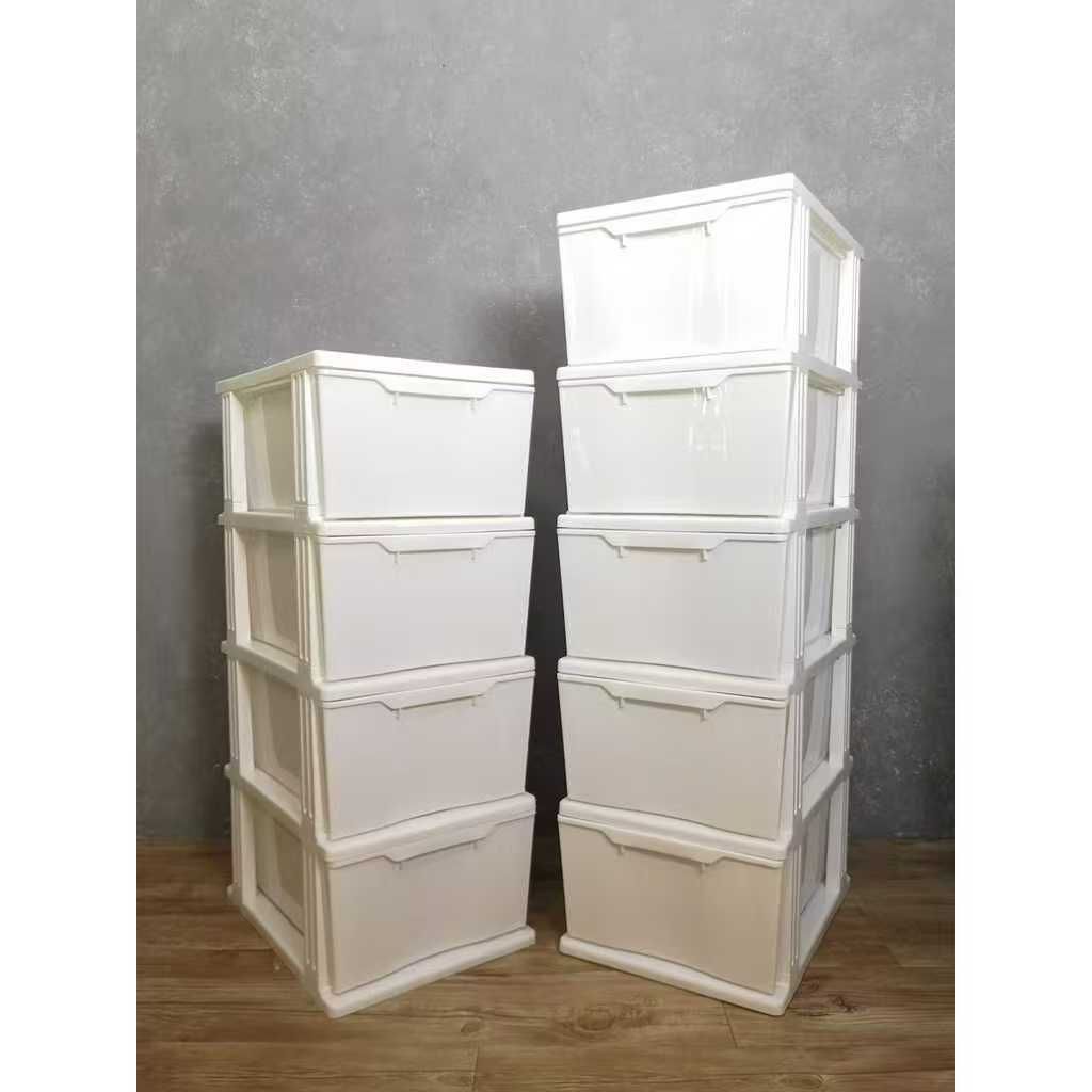 White Plastic Storage Boxes - Set of 10