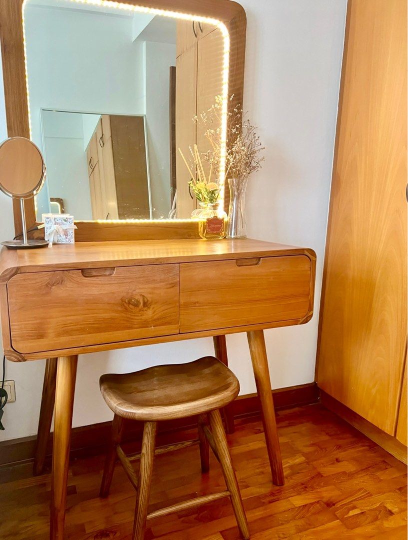 Wooden Dressing Table & Stool