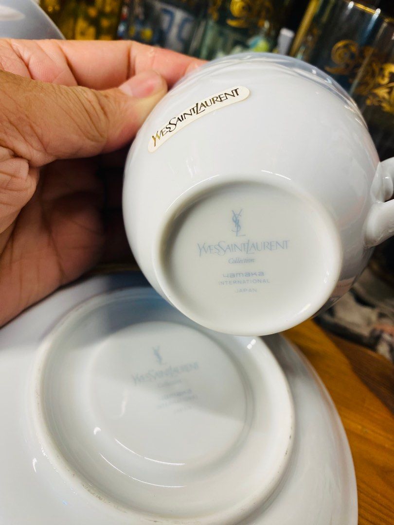 YSL YvesSaintLaurent Cup & Saucer (Category: Coffee & Tea Tableware) located in Bacolod City. Submitted by jeffreyhue19895 (Listing ID 1382434037, Image 2). Description: 🍇YSL YvesSaintLaurent Cup & Saucer Authentic from Japan.