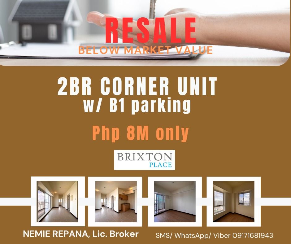 2BR CORNER UNIT IN BRIXTON PLACE (Category: Apartments & Condos) located in Pasig City. Submitted by broker.nemie (Listing ID 1382642379, Image 1). Description: FOR SALE! 2BR CORNER UNIT IN BRIXTON PLACE Price: Php8M Tower: Weston Rooms: 2 Toilet & Bath: 1 Balcony: 2 Size: 53sqm Parking: Basement 1 PC: S-08.