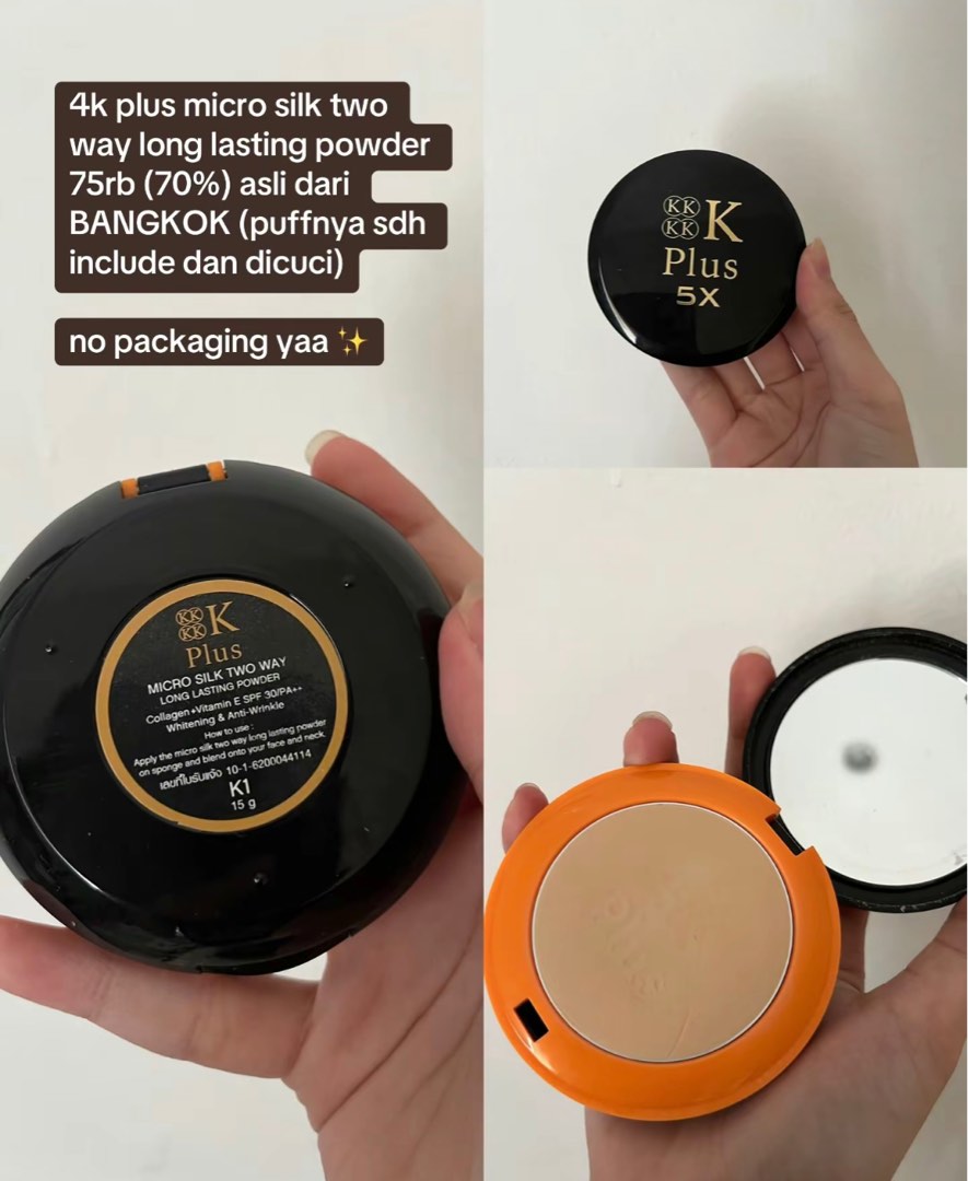 4k plus micro silk two way long lasting powder, Kesehatan & Kecantikan ...