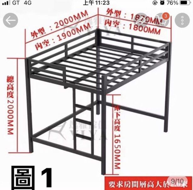 由 gs_0925 (刊登 ID 1382526981，圖片 1) 提交，位於 台北市 (Taipei) 的 ✨二手✨床架 🉑議價 (類別：床架及床墊)，說明：尺寸如圖 ✅卡扣設計 ✅免用螺絲 ✅安裝簡單 需自行搬運，限面交：台北六張犁附近。