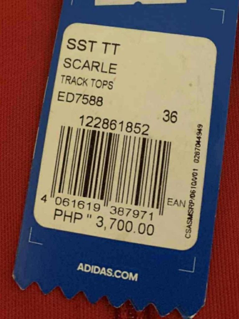 Adidas sst red track set- Negotiable! (Category: Activewear) located in Malabon City. Submitted by yellow1500 (Listing ID 1382680831, Image 3). Description: brand new never worn, natambak lang sa closet jacket is with tag pa pants is wala na kasi nalabhan but di pa rin nagagamit bought from adidas store mismo can fit small to large (baggy to fitted) pls see last pics for orig pric rfs: pls buy na need funds for my cat's vet bills :( i can show pr