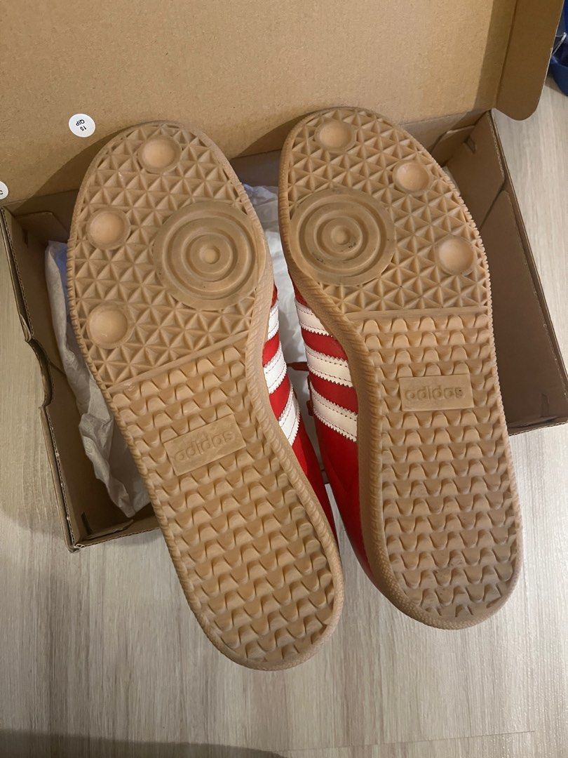 Authentic Adidas Sambas (US7W) (Category: Sneakers) located in Quezon City. Submitted by nmdeclutters (Listing ID 1382553663, Image 3). Description: Authentic Adidas Sambas Womens US 7 Bought this late 2024 in Rockwell Just used literally a couple of times, and for a few hours only (see photos of sole) RFS: I like it as a statement shoe, but I don’t find myself wearing it as much Shipping c/o buyer.