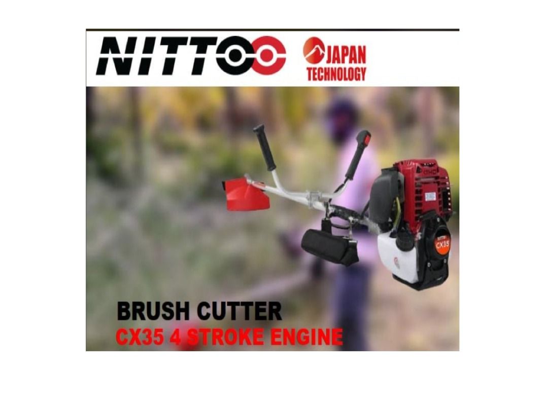 Brush Cutter (Category: Construction Tools & Equipment) located in Mandaluyong City. Submitted by shammyshop (Listing ID 1382568978, Image 1). Description: INCLUSIONS: 1 x NITTOO NT-CX35 Shoulder Brush Cutter / Grasscutter / Trimmer 4 Stroke; 1 x Blade 2 Teeth; 1 x Spark plug sleeve; 1 x Safety Guard; 2 x Wire clamp band; 2 x Inner Spanner; 6 x Screw; 1 x Manual.