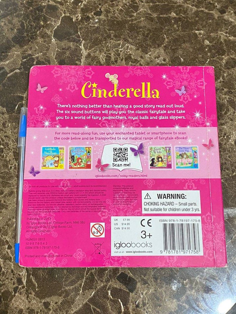 Cinderella (Category: Children's Books) located in Quezon City. Submitted by annamarie58 (Listing ID 1382637853, Image 3). Description: Board book With sound With one free battery Clean pages, no writings, no tear 7.5 x 7in.