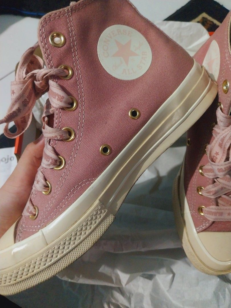 Pink Converse Converse Brown Laces Converse With Ribbon Laces