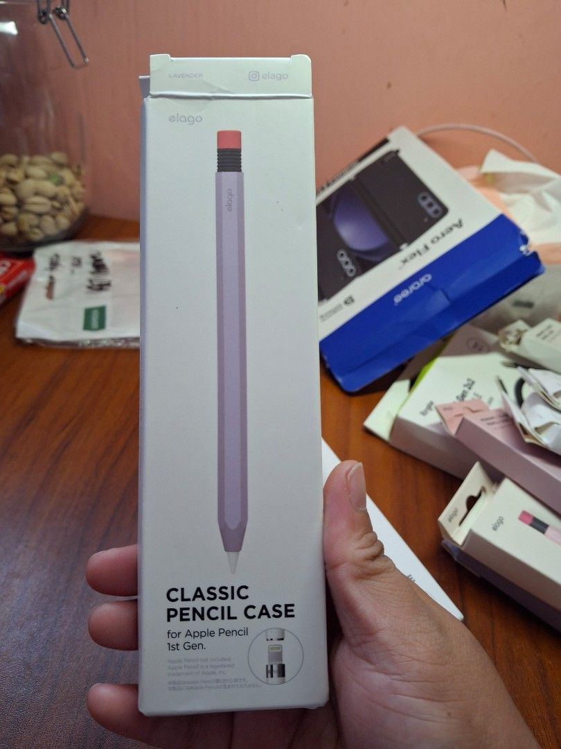 Elago Apple Pencil Case (Category: Cases & Sleeves) located in Baguio. Submitted by skincaregoodies (Listing ID 1382506543, Image 3). Description: 200 each 1st Gen- purple Apple Pencil Usb C - blue, white and yellow 2nd gen- pink, purple, white.