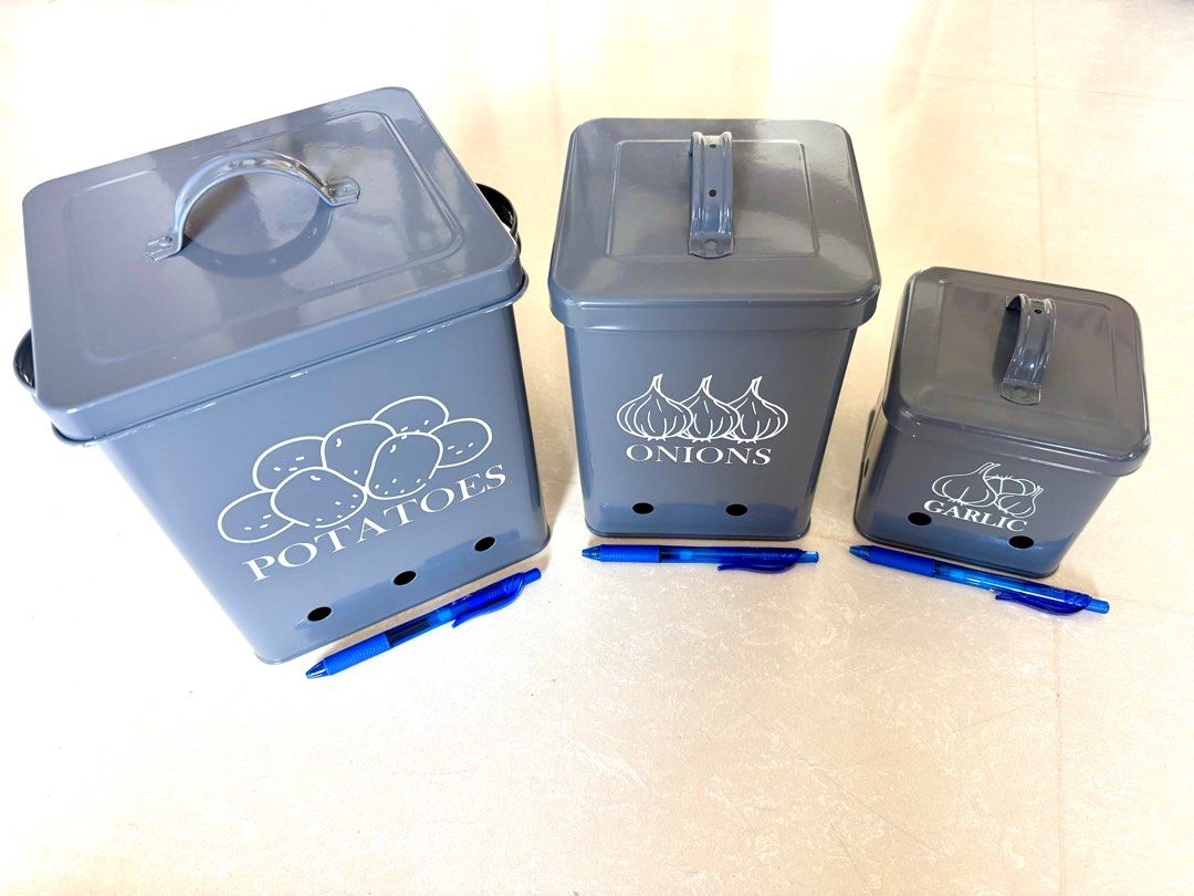Grey Metal Kitchen Storage Containers Set