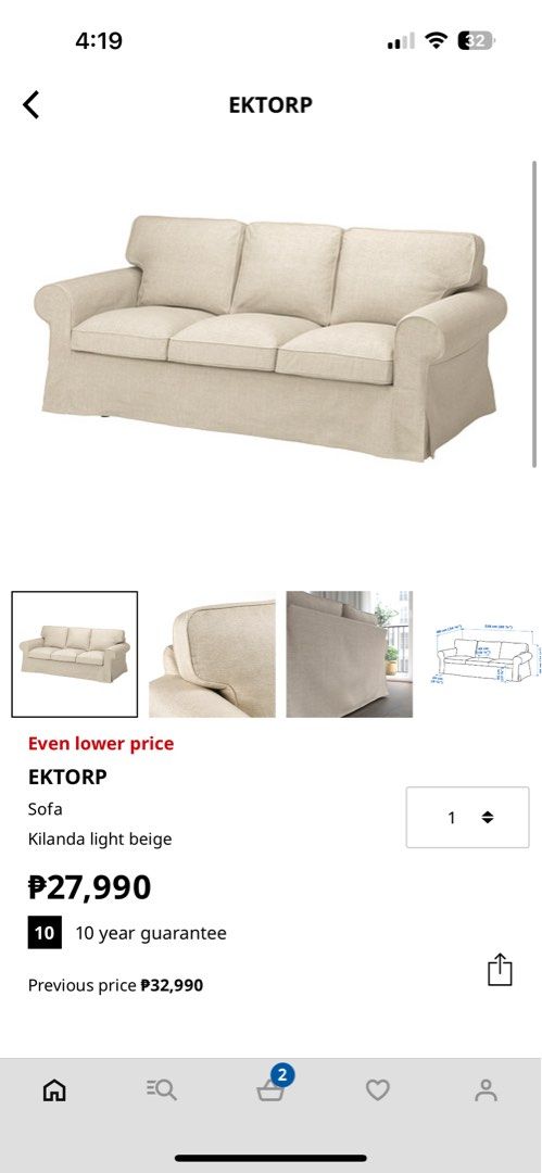 Ikea Ektorp 3-4seater sofa with extra cover (Category: Sofas) located in Quezon City. Submitted by joy.dimaliwat (Listing ID 1382552127, Image 1). Description: Ikea Ektorp Sofa 3-4 seater with 2 covers (Remmarn Grey and Hallarp Beige) Washable cover Bnew: P28k sofa + P6k cover Decluttering: P15k only fixed no haggling anymore Pickup at FEU Diliman, quezon city.