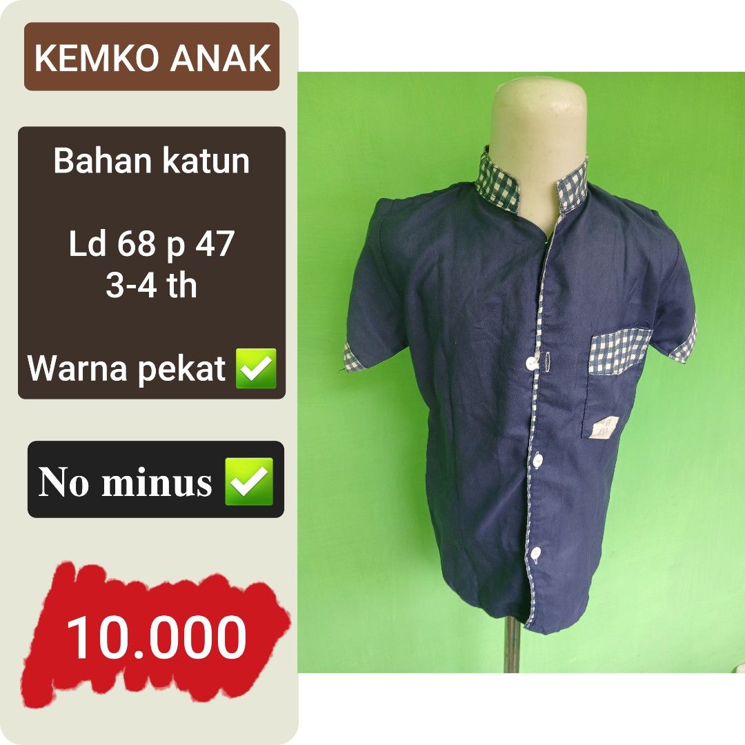 Kemko anak (Kategori: 4 hingga 7 tahun) berada di Sidoarjo. Dikirim oleh faaz_store (ID iklan 1382678739, Gambar 1). Deskripsi: ✅ Bahan, keterangan lain, MINUS baju sudah tertera ya. ✅Membeli = Setuju (jadi tolong teliti melihat foto sebelum membeli.) ✅ REALPICT ✅ BAJU SUDAH DI CUCI MANUAL, BUKAN LAUNDRY..