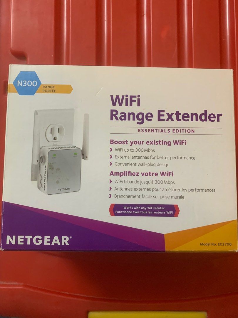 NETGEAR N300 WiFi Range Extender (Model: EX2700) - Essentials Edition (Category: Networking) located in Bacoor. Submitted by pipsniper (Listing ID 1382647917, Image 1). Description: FOR SALE: NETGEAR N300 WiFi Range Extender (Model: EX2700) - Essentials Edition Boost your WiFi coverage and eliminate dead zones with the NETGEAR N300 WiFi Range Extender (EX2700)! This compact and easy-to-use device plugs directly into a wall outlet and instantly ex