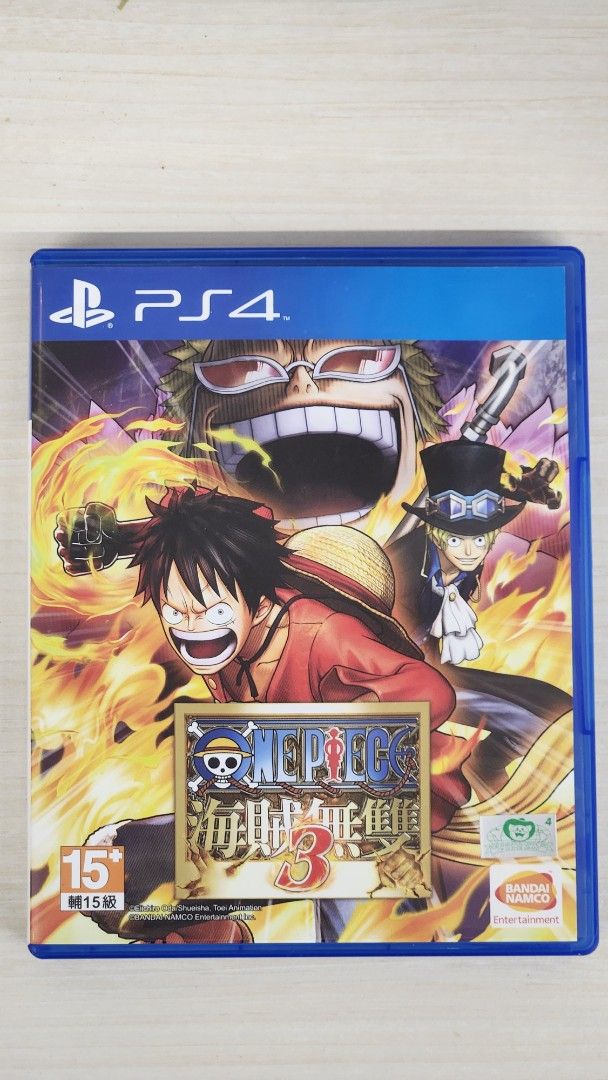 由 michael0493 (刊登 ID 1382631576，圖片 1) 提交，位於 新北市 (New Taipei) 的 PlayStation 4遊戲《航海王海賊無雙3》 (類別：PlayStation)，說明：PlayStation 4遊戲《航海王海賊無雙3》。 遊戲系列： 該遊戲屬於《ONE PIECE 海賊無雙》系列，此系列結合了熱門動畫《ONE PIECE》與《無雙》系列的爽快動作玩法。 開發與發行： 由光榮特庫摩旗下的Omega Force開發，並由萬代南夢宮娛樂發行。 遊戲特色： 遊戲主軸為「和一夫當關的夥伴們一起冒險」，讓玩家能透過爽快的動作體驗《ONE PIECE》動畫中的冒險旅程。 版本資訊： 此為PlayStation 4版本，遊戲分級為輔15級。