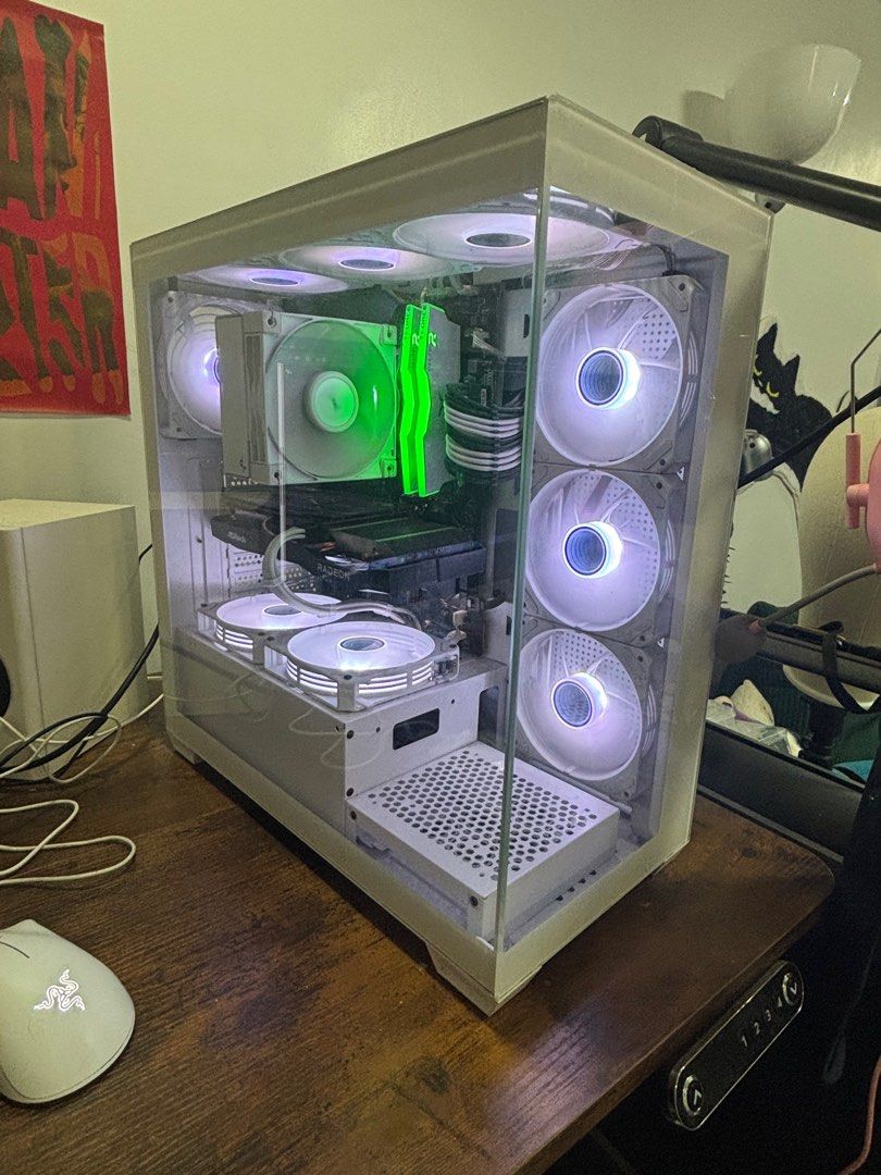 PRE-BUILT PC FULL SET (2nd hand) (Category: Desktops) located in Quezon City. Submitted by well_yesss (Listing ID 1382588436, Image 3). Description: Price: 45K (Negotiable) RFS: pinangyouyoutube ko lang usually so i decided to sell it na lang :( PROCESSOR - AMD Ryzen 7 5700X MOTHERBOARD - MSI MPG B550 Gaming Plus GRAPHICS CARD - Asrock RX 6600 8G FAN - (6) Jonsbo ZG-120 POWER - Be Quiet! Pure Power COOLER - AK400 Digital RAM - (2) Teamgroup T-For