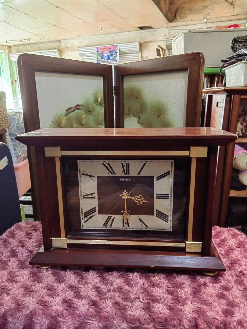 Shelf Clock - Brand: Seiko (Category: Clocks) located in Cebu City. Submitted by dudes_villanueva (Listing ID 1382637768, Image 1). Description: Shelf Clock - Big Brand: Seiko - Silent Quartz - Solid Wood - D type Battery - Glass Cover - Cannot Confirm if Vintage - Clock Working Issue: Bell Strike Not Working Measurement: L37xW14x27cm.