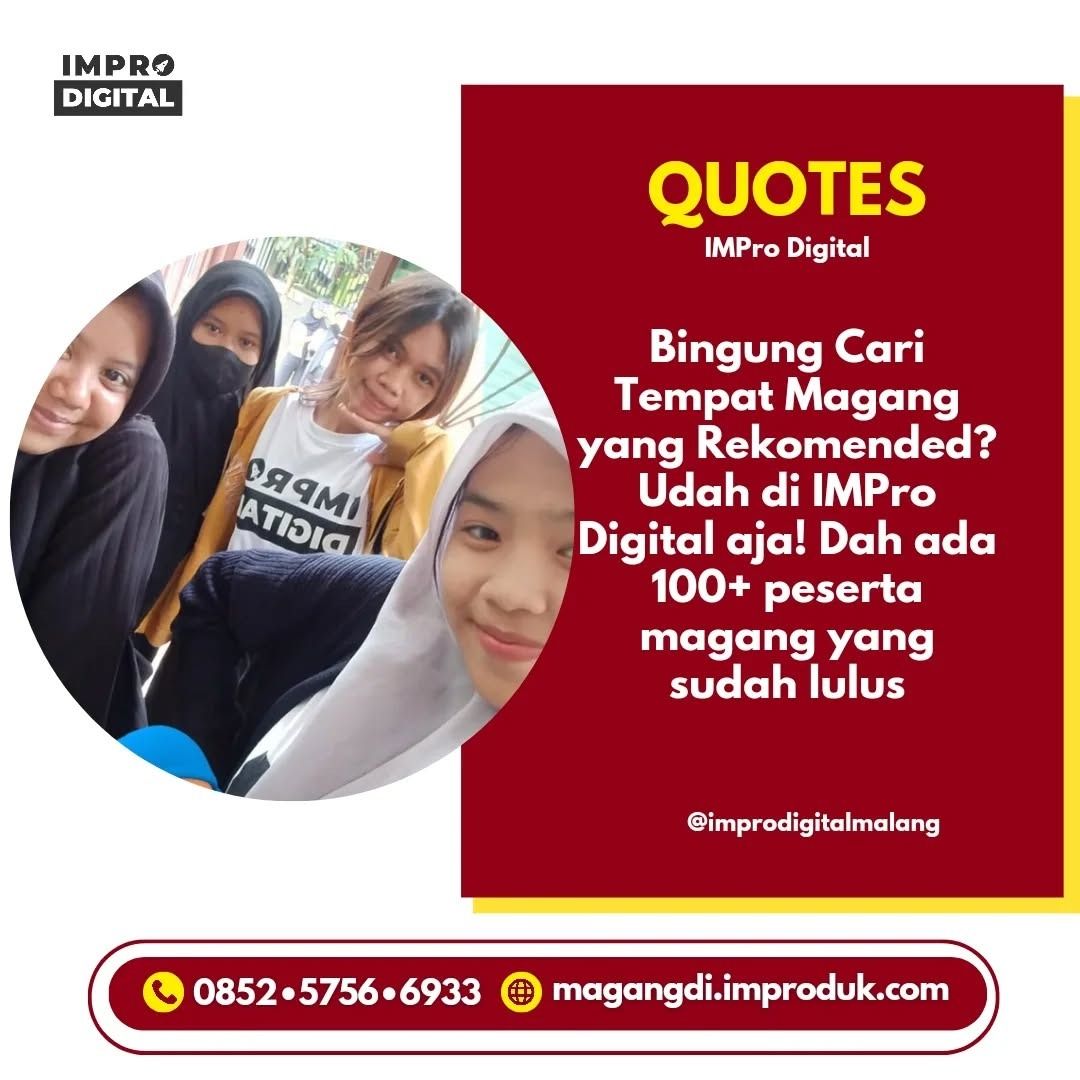 Tempat PKL SMK DKV di Lamongan (Kategori: Jam & Perhiasan Antik) berada di Malang. Dikirim oleh tempatpklsmkdkv (ID iklan 1382497919, Gambar 1). Deskripsi: Tempat PKL SMK DKV di Lamongan, WA: 0852-5756-6933 | Tempat Magang Jurusan Desain Komunikasi Visual, Lowongan PKL SMK Multimedia, Info Pendaftaran Prakerin DKV, Daftar Magang SMK DKV, Progam Magang SMK di Lamongan IMPro Digital adalah pelaku usaha yang bergerak di bidang Pemasaran Online dan P