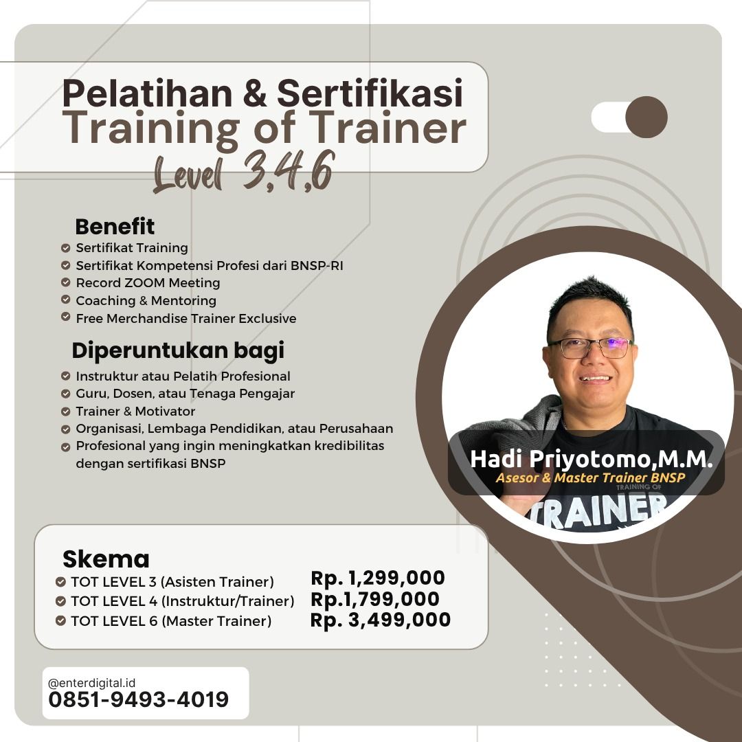 TOT UNGGUL! WA: 0851-9493-4019, Certified Trainer Tabanan (Kategori: Vintage & Antik - Lainnya) berada di Jakarta Selatan. Dikirim oleh peningkatandigitalmarketing (ID iklan 1382534708, Gambar 1). Deskripsi: , Training Of Trainer (Tot) Intan Jaya Training Of Trainer (Tot) Intan Jaya, Training Of Trainer (Tot) Intan Jaya, Kursus Tot Untuk Dosen Dengan Harga Terjangkau Singkawang, Pelatihan Tot Level 4 Untuk Perusahaan Balangan, Pelatihan Tot Onlin
