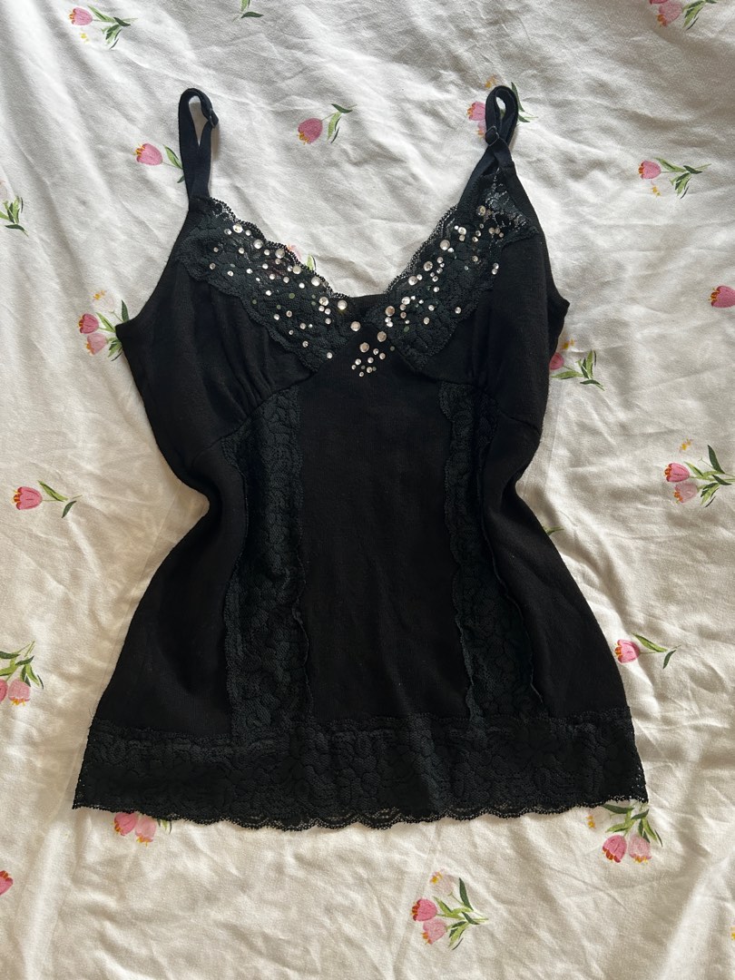 Vintage 2000’s black strapless sequin black top