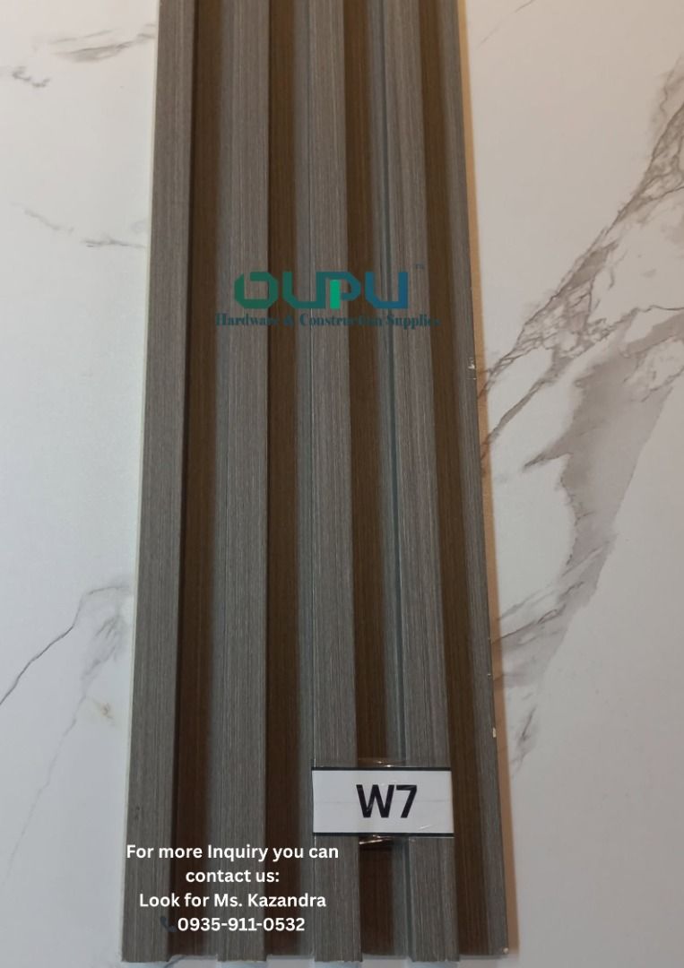 WALL CLUDDING - (Category: Wall Decor) located in Caloocan City. Submitted by kazandra_rivera-37346 (Listing ID 1382503672, Image 3). Description: "Panels that bring texture, tone, and elegance to every wall." WPC WALL CLADDING (Indoor) (9.5FT.) • '3 in 1' - 2.9m X 20cm X 12mm • '4 in 1' - 2.95m X 15cm X 24mm • '5 in 1' - 2.9m X 15cm X 9mm • '6 in 1' - 2.9m x 16cm x 18mm • '7 in 1' - 2.9m x 20cm x 10mm ✅ Mismong Pagawaan ✅ Mas Mababang Presyo ✅ S