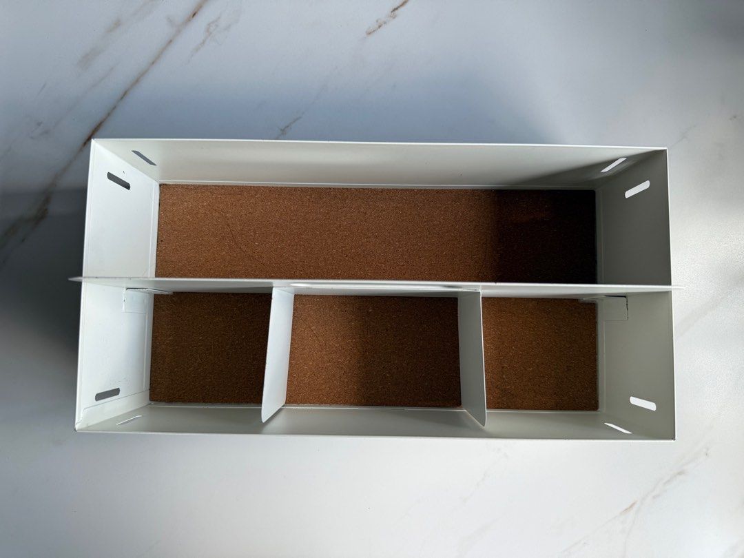 White Metal Storage Box with Dividers