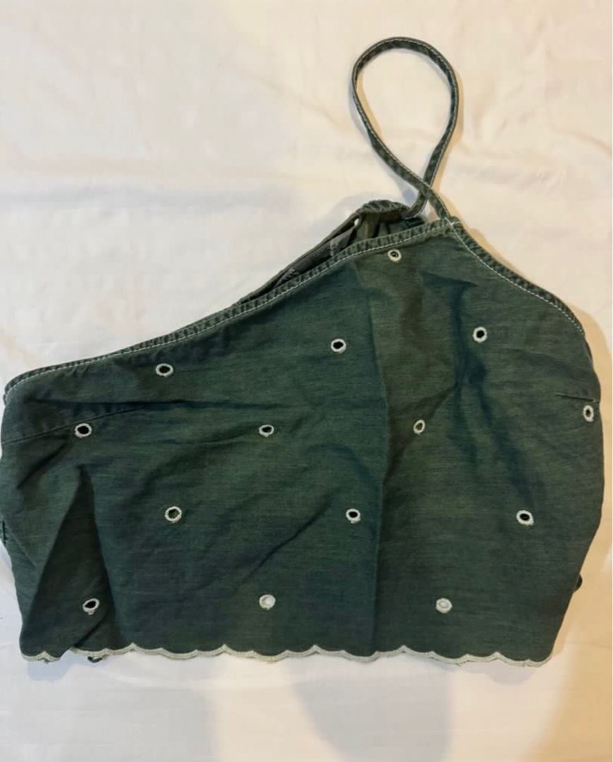Zara Eyelet Detail One Sided Top, Women's Fashion, Tops, Sleeveless on ...