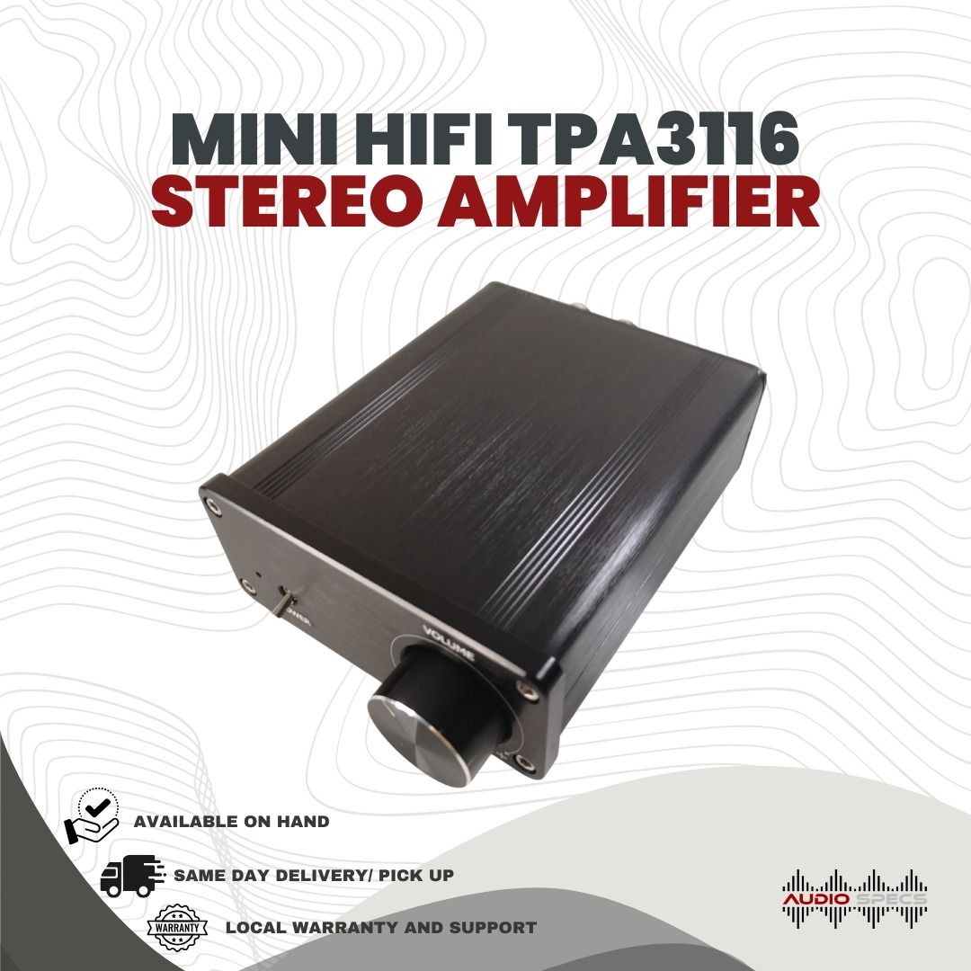 2 Ch Standard Stereo Audio Class D Mini HiFi Amplifier 50Wx2 (Category: Soundbars, Speakers & Amplifiers) located in Quezon City. Submitted by allanpauco (Listing ID 1071071446, Image 1). Description: Mini Digital Power Amplifier HiFi TPA3116 Stereo 2.0 Channel Audio Amp 50W+50W 💕Brand new units available on hand 💕Available for pick-up or shipping courtesy of buyer Description Chip: TPA3116D2 Channel: 2.0 Max. output power: 50W+50W DC24V ------