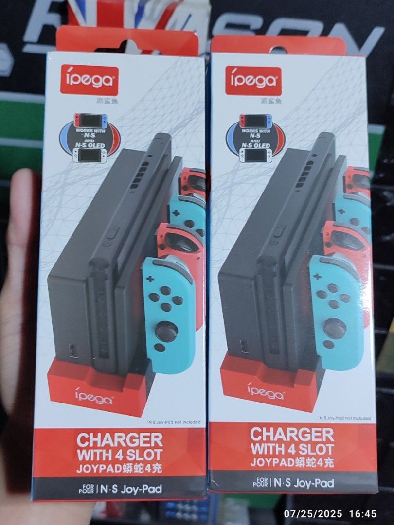 4 in 1 Charging Dock for Nintendo Switch V1/V2/OLED Joy-con Controller (Category: Nintendo) located in Rizal. Submitted by giorgio_tsoukalos (Listing ID 1382778823, Image 1). Description: 4 in 1 Charging Dock for Nintendo Switch V1/V2/OLED Joy-con Controller Brand New: iPega Brand Please see attached photos for reference ₱350 each ✅ Meet-Up: 📍Upper Antipolo City Mode of Payment: Gcash Add SF via LBC /JNT Add Delivery Fee via Lalamove.