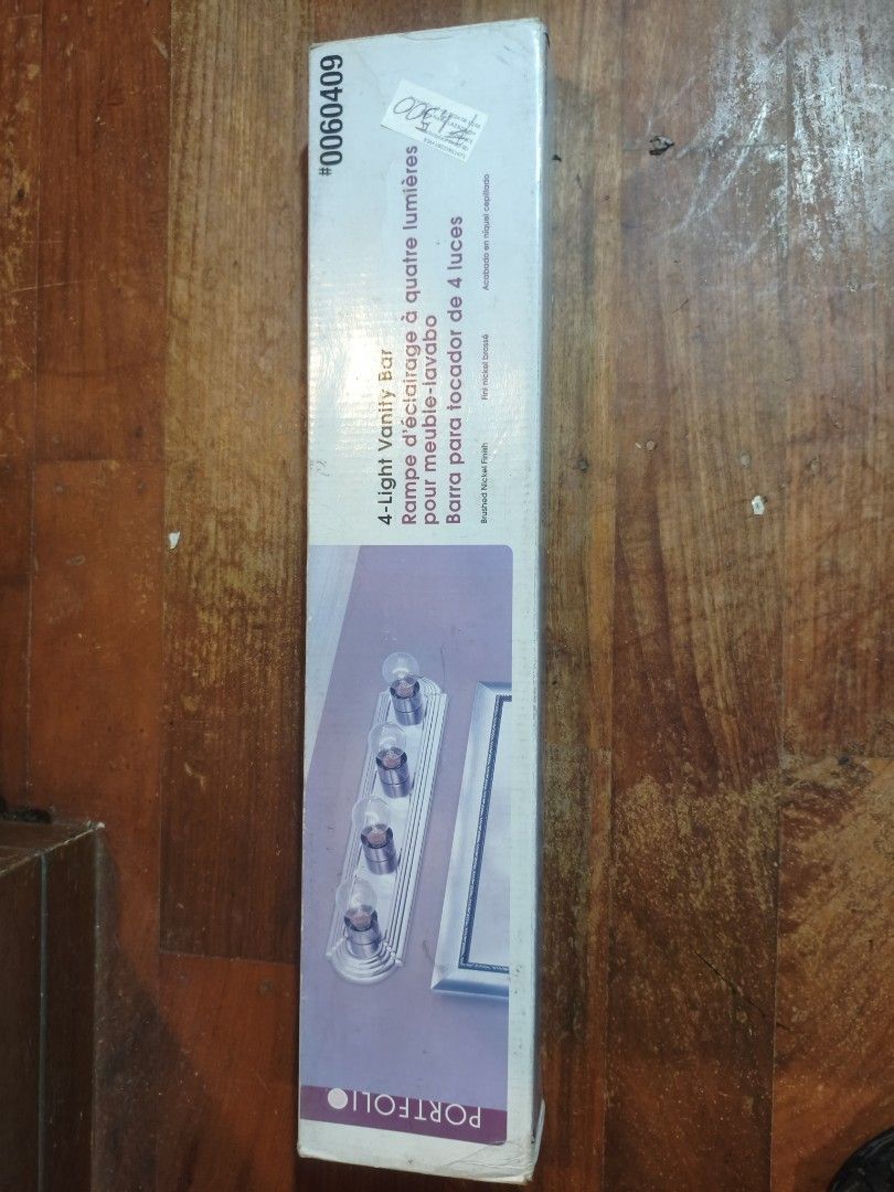 4 light vanity bar (Category: Lighting) located in Manila. Submitted by joe.kelly (Listing ID 1382818977, Image 3). Description: Portfolio 4 light vanity bar brushed nickel finish Size : 24 in x 4.72 in x 2.2 inch 60 watts bulb max Meet up: Mc Donald's tbe evergotesco commonwealth in front of shell gas station..