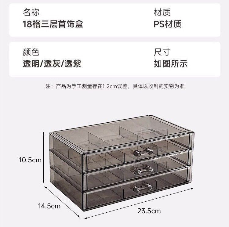 由 canni1491 (刊登 ID 1382858683，圖片 2) 提交，位於 台北市 (Taipei) 的 飾品 雜物收納盒 (類別：收納箱及袋)，說明：3×18格收納盒 預購 尺寸圖片有介紹。