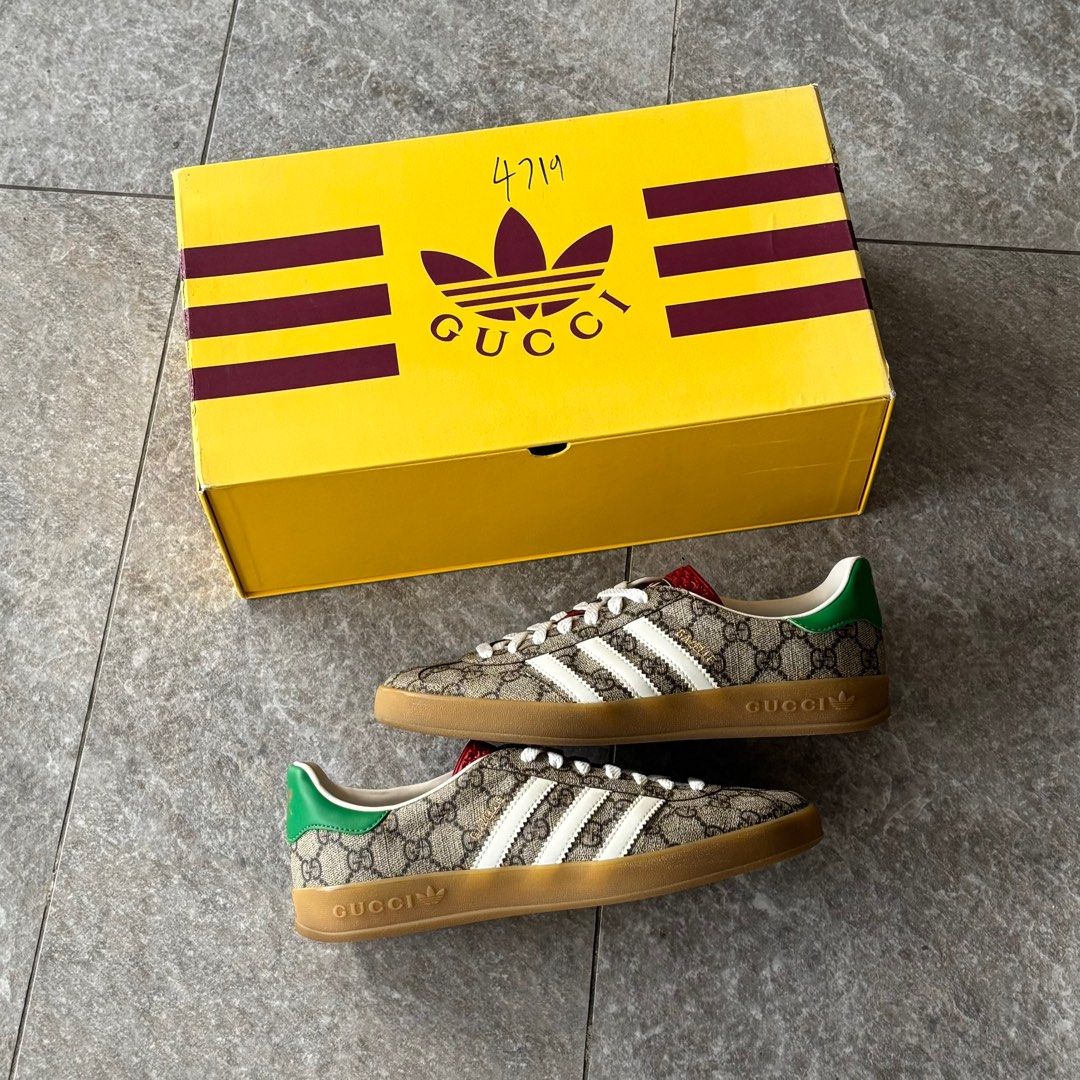 adidas gazelle silver green womens Adidas x Gucci Gazelle GG Monogram Low Top Sneakers Brown Size 7 HQ885   Celebrity Owned