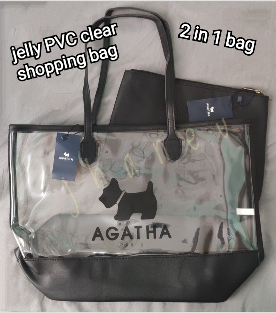 AGATHA 2 IN 1 BAG (Category: Luxury Bags & Wallets) located in Rizal. Submitted by baltiq (Listing ID 1382795357, Image 1). Description: AGATHA Korean Brand BNWT ✔️thick PVC material ✔️thick faux black leather ✔️elegant look, malapad, very spacious 📌b'new inilabas lang s plastic for picture purpose 📌pasalubong from Korea 💰MOP: GCash.