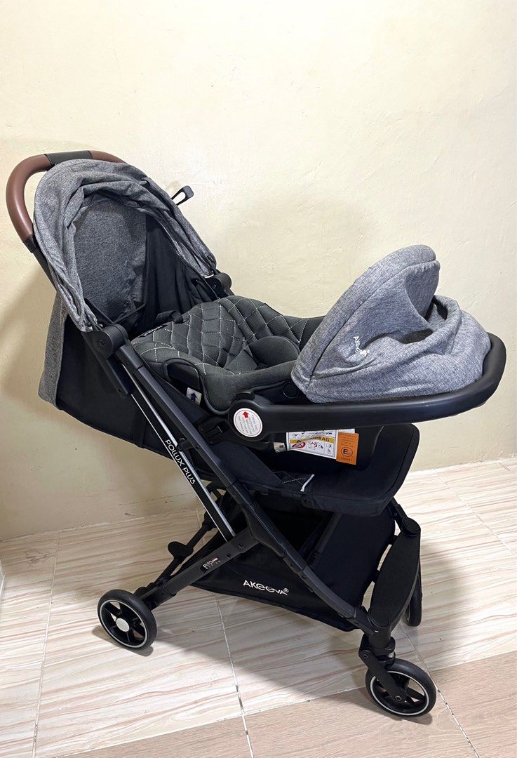 Akeeva 2-in-1 Pollux Plus Stroller & Carrier (Category: Strollers) located in Cavite. Submitted by julian.cuna (Listing ID 1382752038, Image 2). Description: Akeeva Pollux Plus 2-in-1 Stroller/Carrier •Functions: - Removable infant carrier/car seat - Adjustable stroller back rest - 2-in-1 stroller & carrier • Condition: Well used (Will send photos of flaws) - Cat scratches/bites on foam handle - Few loose threads • Manual included. Drawstring bag