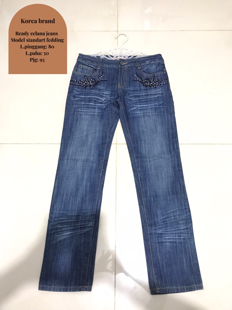 Celana jeans thrift, Fesyen Wanita, Pakaian Wanita, Bawahan di Carousell