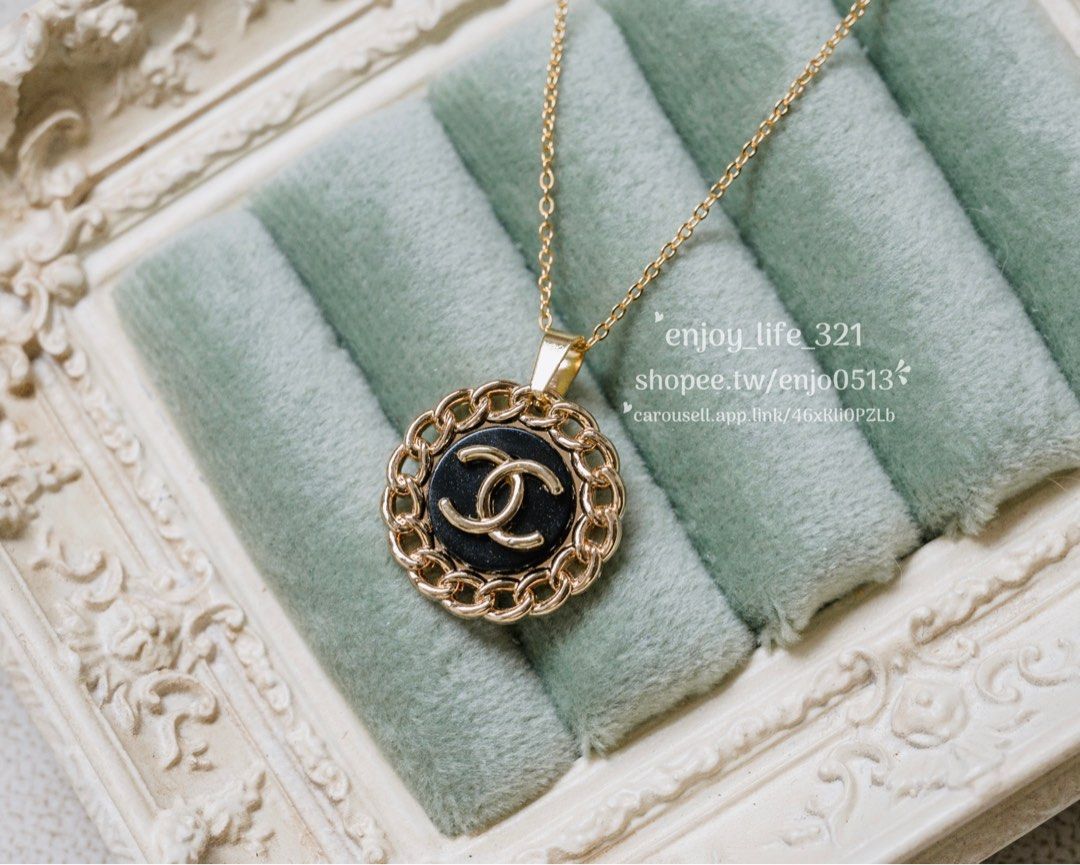 限時降價 CHANEL香奈兒 鈕扣改造 小香 時尚 黑色 金色 雙C Logo 圓形鎖鏈 頸鏈/項鍊(非官方授權), 她的時尚, 珠寶、飾品與 ...