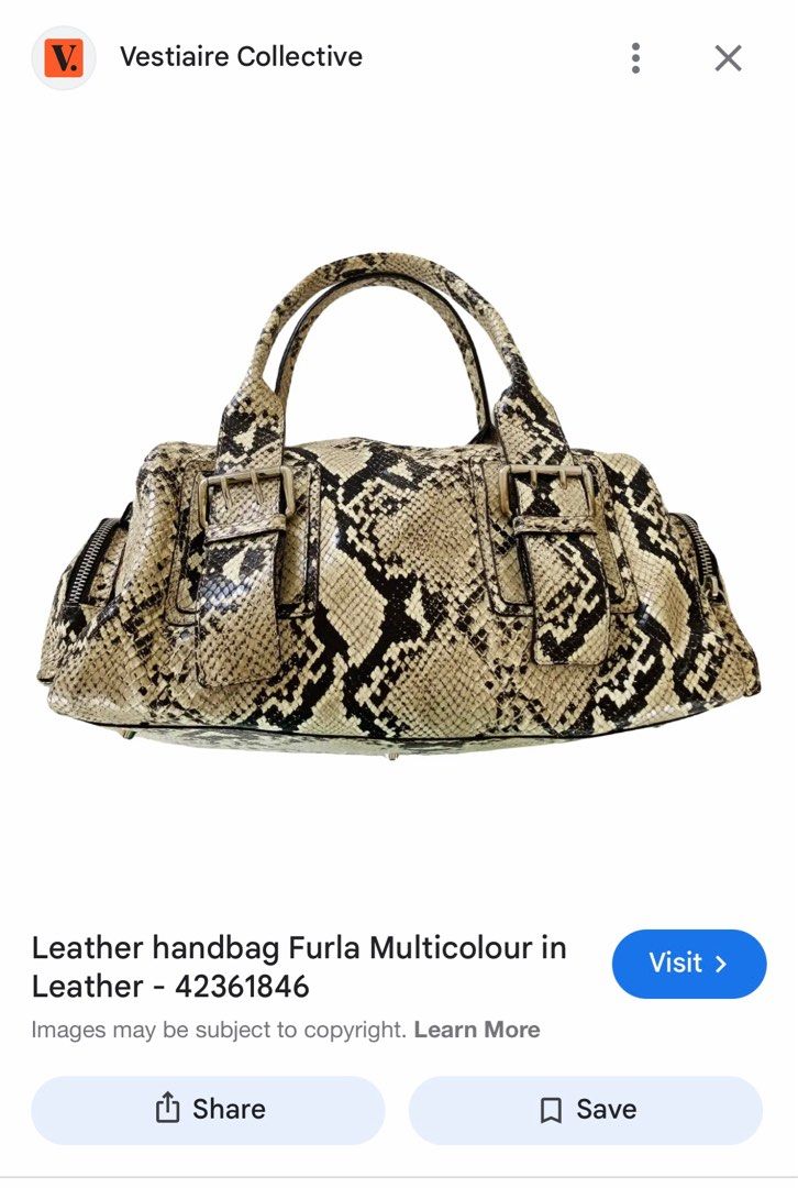Furla Shoulder Bag (Category: Luxury Bags & Wallets) located in Caloocan City. Submitted by lynchua4 (Listing ID 1382755124, Image 2). Description: Width:14.2 in Height:6.3 in Depth:7.1 in Same-day delivery within Metro Manila Gcash/Unionbank/Maya Python design Shoulder bag Satchel.