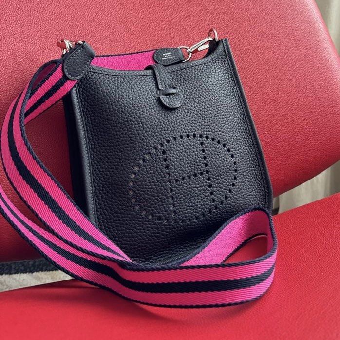 Hermes (Category: Luxury Bags & Wallets) located in Paranaque City. Submitted by megsluxefinds (Listing ID 1382804564, Image 3). Description: Hermès Evelyne TPM – Caban with Rose Strap Rank SA - barely used (can pass as unused to new) ₱155,000 ✔️ Bought March 2024 (Greenbelt) ✔️ Complete with box, dust bag, copy of receipt, and paper bag.