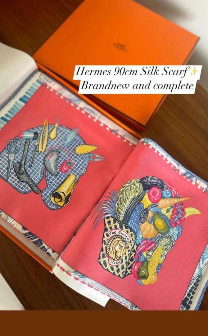 Hermes 90 cm silk scarf (Category: Luxury Accessories) located in San Juan City. Submitted by dailydealsphest2010 (Listing ID 1382875766, Image 1). Description: box paperbag ✅️ with receipt 90cm Hermes silk scarf 💯authentic 💯.