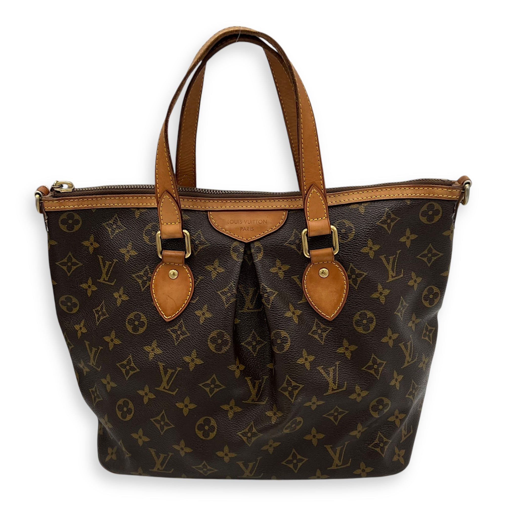 Louis Vuitton Palermo Top Handle Bag Brown in Monogram Coated Canvas, Gold hardware (Category: Bags & Wallets) located in Singapore. Submitted by carousellluxury (Listing ID 1363778439, Image 1). Description: SKU S2504-005532VZ Material Monogram Coated Canvas Color Brown Hardware Gold Strap Not IncludedDimension (L)29cm x (H)25cm x (W)16cm Accessories Series SR4162 Circa Est NA Microchipped FALSE - Surface: minor rubs on it corners, good conditio