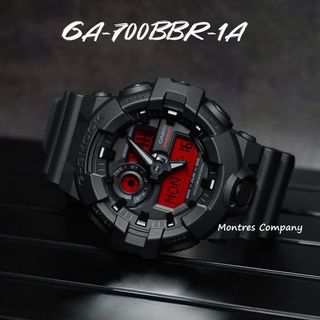Montres Company 香港註冊公司 (32年老店) 卡西歐 CASIO G-SHOCK G SHOCK GSHOCK 200米防水 防震 GA700 GA700BBR GA-700 GA-700BBR GA-700BBR-1 GA-700BBR-1A 黑紅色 有現貨64242314880003110