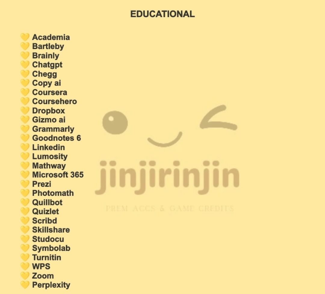 Premium Accounts (Category: Entertainment Systems & Smart Home Devices) located in Pasig City. Submitted by ta.ccc (Listing ID 1382865089, Image 2). Description: Hello, we're selling premium accs. Please dm us on facebook (@jinjirinjin) Price range: ₱10-above!.