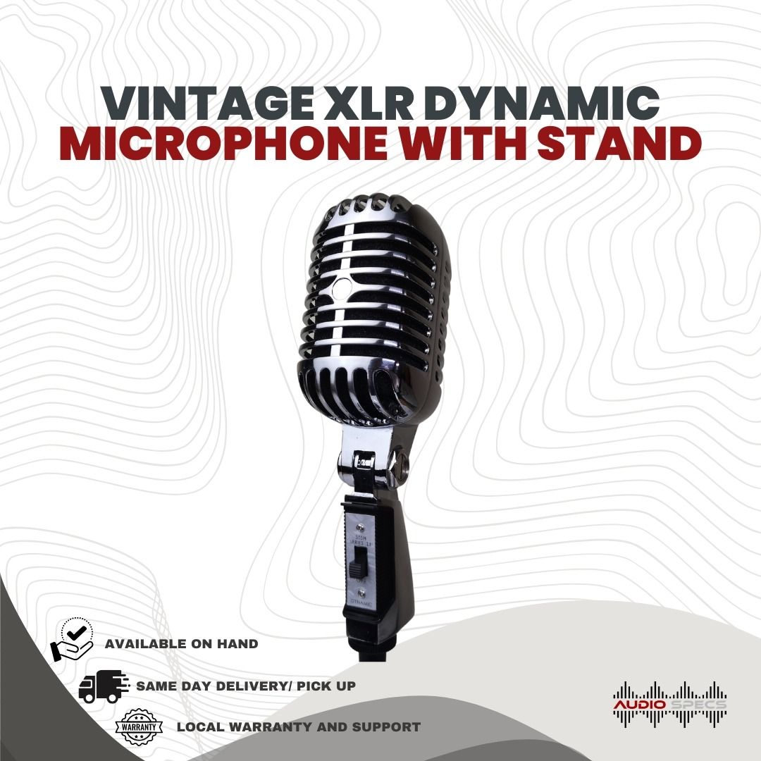 Professional Vintage Classic XLR Dynamic Microphone (Category: Microphones) located in Quezon City. Submitted by allanpauco (Listing ID 1076878547, Image 1). Description: This microphone is Perfect for public address or theatre-stage sound systems, as well as for broadcasting, recording, and other sound applications where a stand-mounted microphone with a classic look is desirable. Brand new units available on hand Available for pick-up or shippi