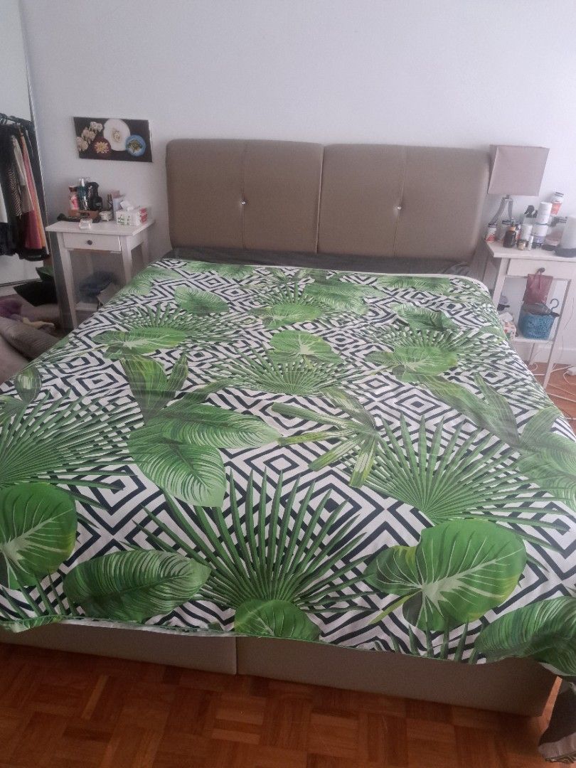 Queen Size Bed Frame with Headboard with storage