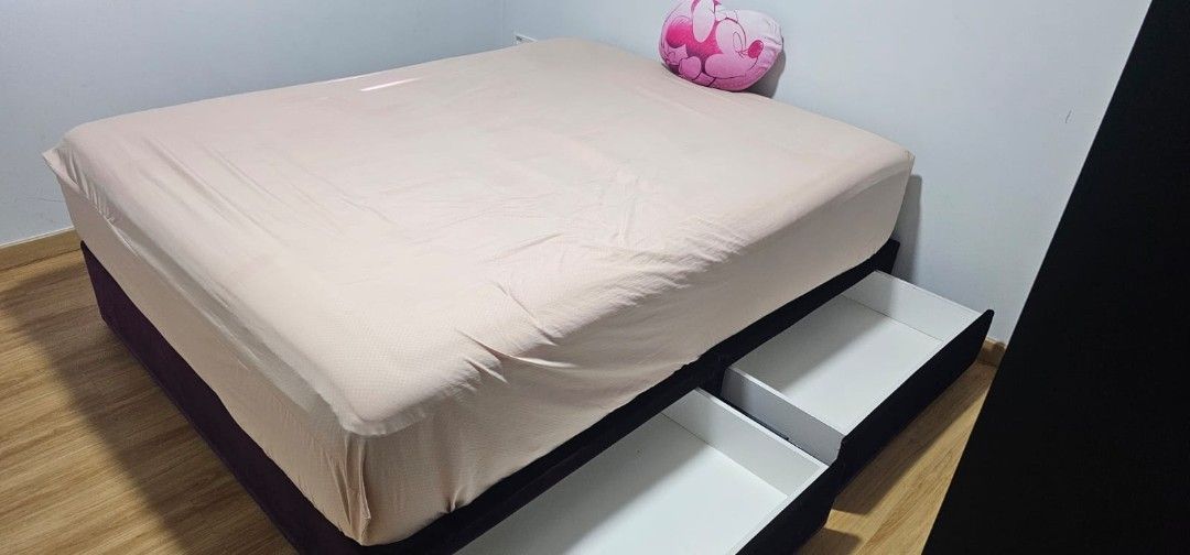 Queen size bed frame with storage