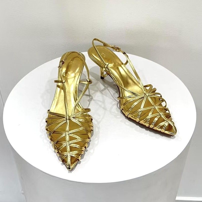 Sepatu ZARA Metallic Effect Slingback Heels Shoes