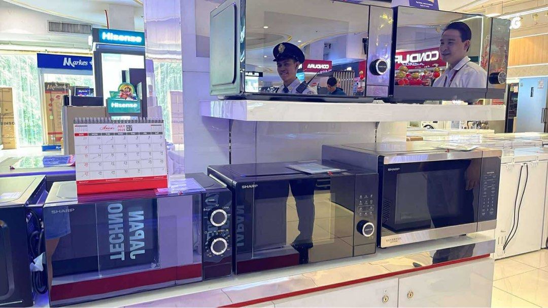 SHARP MICROWAVE OVEN (Category: Ovens & Toasters) located in Quezon City. Submitted by annys.online (Listing ID 1382851573, Image 2). Description: SHARP MICROWAVE OVEN R-2523fb-mb Srp 7,698 Cash 6,800 R-72f(b) /with grill Srp 6,698 Cash 6,100 R-32f (b) Srp 5,998 Cash 5,400 Inverter R-394p-st Srp 9,698 Cash 8,500 Manual R-61f 20liters \ with grill Srp 4,998 Cash 4,500 R-20f. 20 liters Srp 4,498 Cash 4,100 Brand new and sealed with warranty and rec